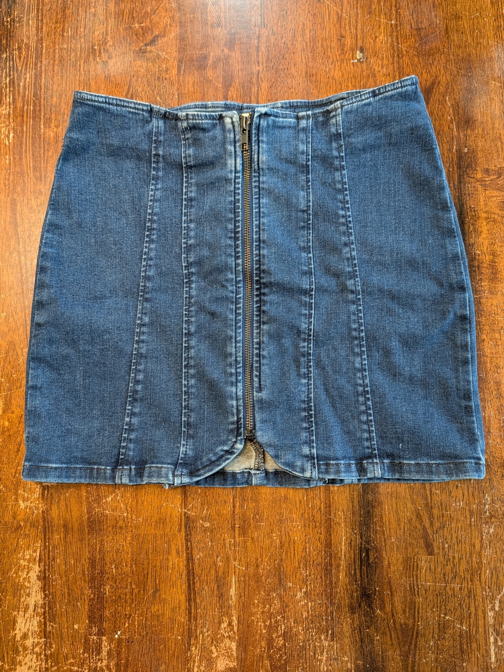 We The Free Denim Skirt Womens Size 6 Dark Wash Jean Casual Zip Up